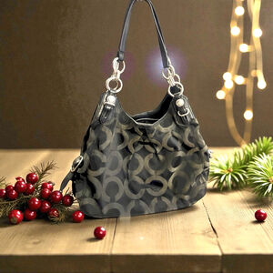 Coach Mia Opt Art Black Satin Maggie Signature No. E1082-15757 Vintage 2010